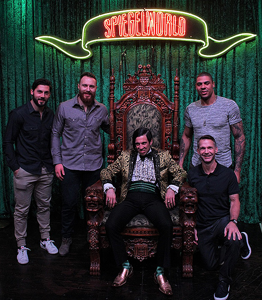 Pittsburgh Penguins Kris Letang Ian Cole and Ryan Reaves attend ABSINTHE at Caesars Palace Credit JosephSanders Spiegelworld