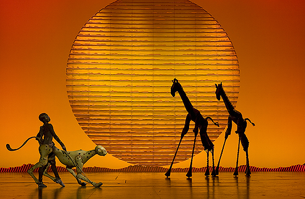 The Cheetah and Giraffes in the opening number The Circle of Life from THE LION KING North American Tour. Disney