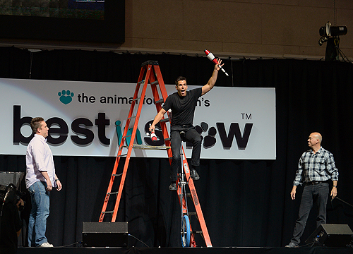 Host Jeff Civillico entertains guests with the help of audience members during the The Animal Foundations 11th Annual Best In Show Vegas 4.27.14