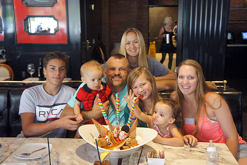 Chuck Liddell and family enjoy the King Kong Sundae at Sugar Factory American Brasserie in the Paris Hotel