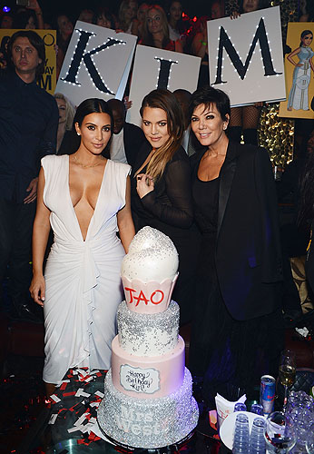 Kim Kardashian West Khloe Kardashian and Kris Jenner at Kims 34th Birthday at TAO