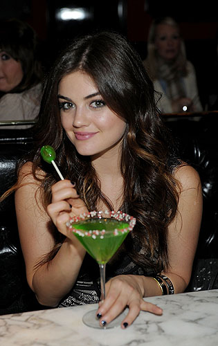 Lucy_Hale_samples_a_Blow_Pop_martini
