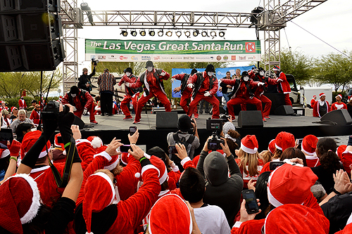 Jabbawockeez performing at Las Vegas Great Santa Run December 1 2012 Town Square