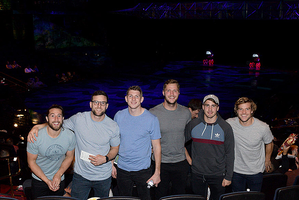 Members from the English Rugby team at Mystere by Cirque du Soleil