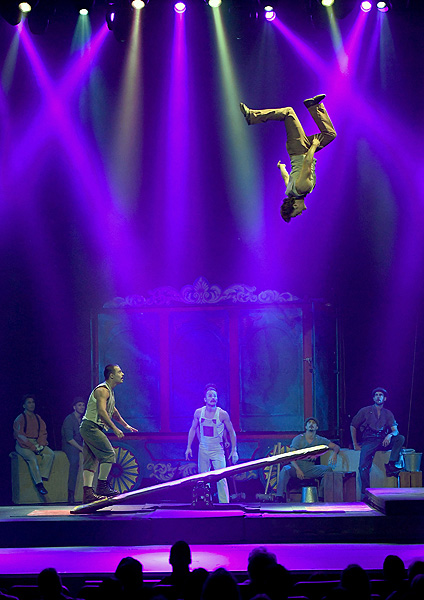 Teeterboard Act The Flying Finns Perform in CIRCUS 1903 at Paris Las Vegas Ethan Miller 2