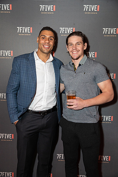 Ryan Reaves and Erik Haula at the launch of 7Five Brewing Co. at Hyde Bellagio in Las Vegas 2.23.19