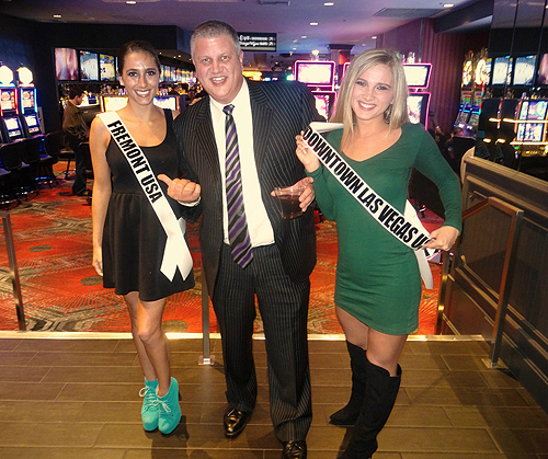 Derek Stevens with Miss Fremont and Miss Downtown Las Vegas