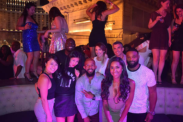 Demetrious Johnson Shaunie ONeal Tyron Woodley and friends at Chateau Nightclub and Rooftop