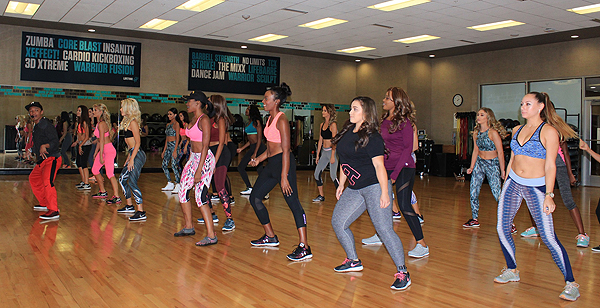2017 Miss Nevada USA and Miss Nevada Teen USA contestants during a high energy Zumba class at Life Time Athletic Green Valley