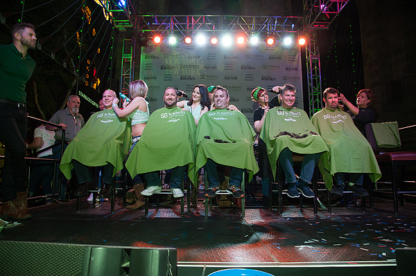 Members of New York New York Hotel Casinos Executive Food and Beverage Department brave a shave during eighth annual St. Baldricks Day head shaving event